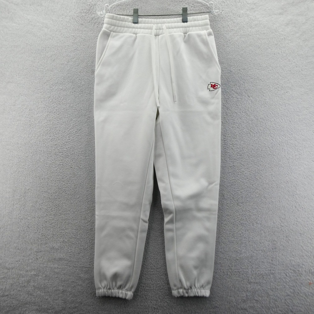 NFL Joggers Women Small Kansas City Chiefs White Sweatpants Polyester Cotton‎